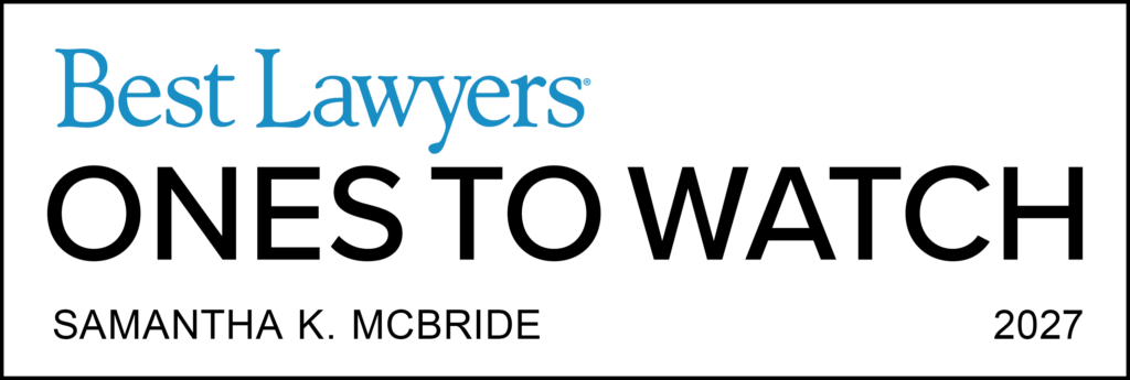 Best Lawyers: Ones to Watch in America 2027 badge awarded to family law attorney Samantha K. McBride of Holstrom, Block & Parke